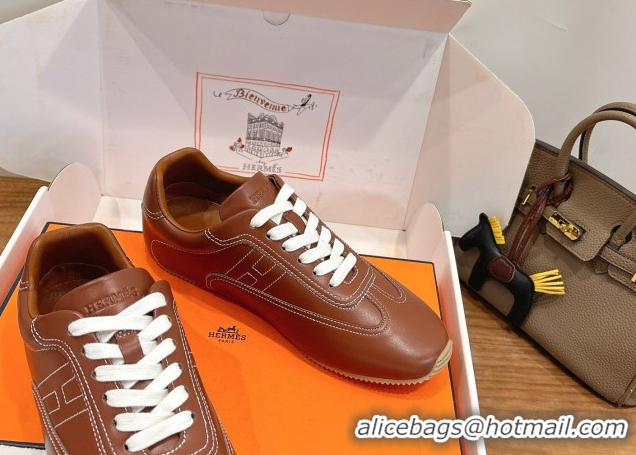 Good Quality Hermes Master Sneakers in Calfskin Leather Brown 2026 H261010