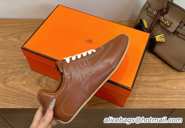 Good Quality Hermes Master Sneakers in Calfskin Leather Brown 2026 H261010