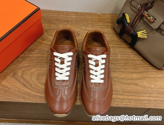 Good Quality Hermes Master Sneakers in Calfskin Leather Brown 2026 H261010
