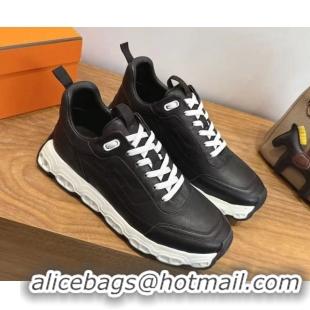 Luxury Cheap Hermes Impulse Sneakers in Calfskin Leather Black 2026 0304137