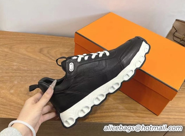 Luxury Cheap Hermes Impulse Sneakers in Calfskin Leather Black 2026 0304137