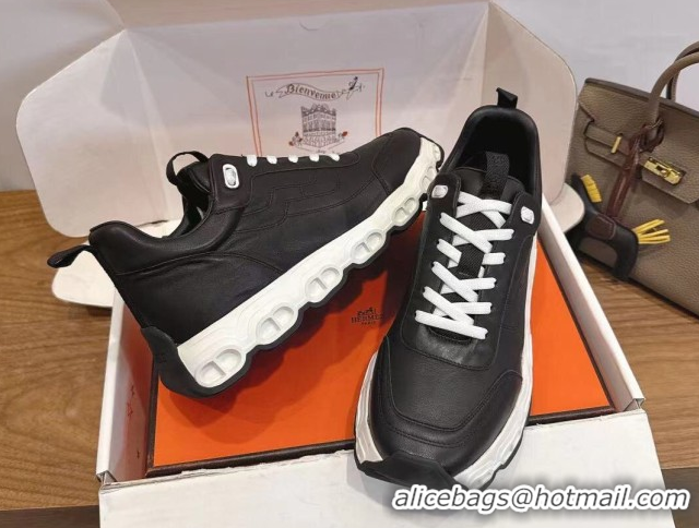 Luxury Cheap Hermes Impulse Sneakers in Calfskin Leather Black 2026 0304137