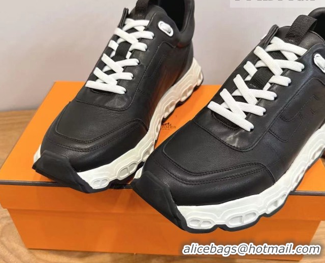 Luxury Cheap Hermes Impulse Sneakers in Calfskin Leather Black 2026 0304137