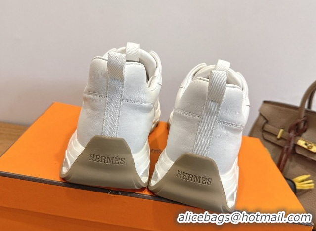 Luxury Hermes Impulse Sneakers in Calfskin Leather White 0304138
