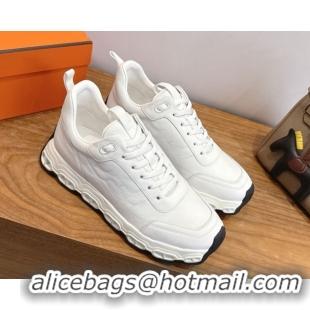 Grade Quality Hermes Impulse Sneakers in Calfskin Leather White 0304140