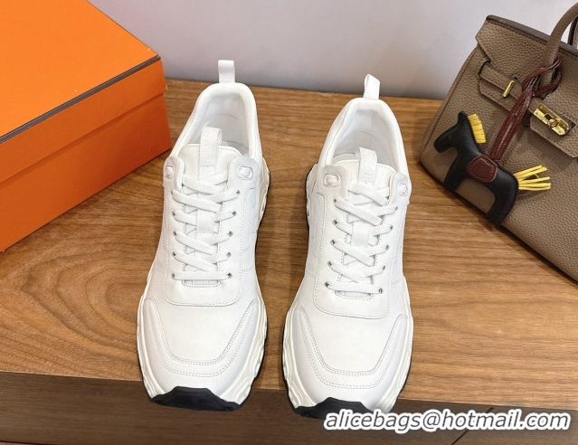 Grade Quality Hermes Impulse Sneakers in Calfskin Leather White 0304140