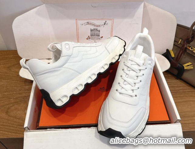 Grade Quality Hermes Impulse Sneakers in Calfskin Leather White 0304140