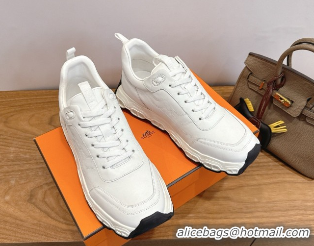 Grade Quality Hermes Impulse Sneakers in Calfskin Leather White 0304140