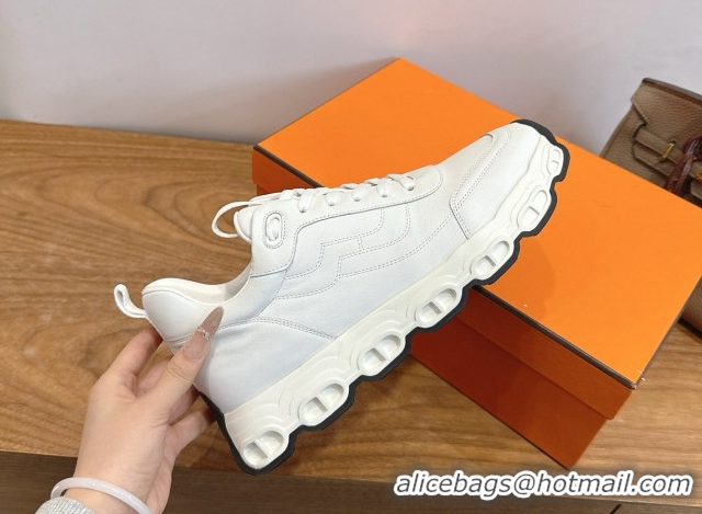 Grade Quality Hermes Impulse Sneakers in Calfskin Leather White 0304140