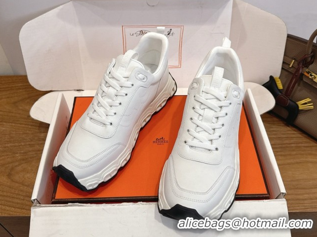 Grade Quality Hermes Impulse Sneakers in Calfskin Leather White 0304140