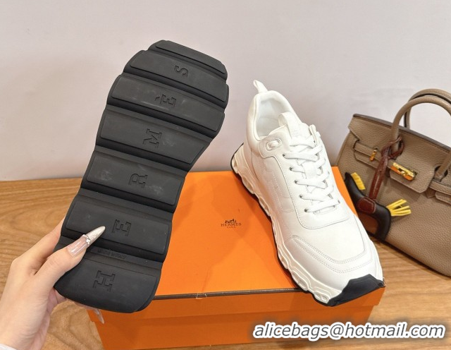 Grade Quality Hermes Impulse Sneakers in Calfskin Leather White 0304140
