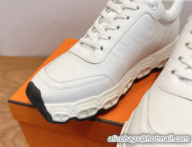 Grade Quality Hermes Impulse Sneakers in Calfskin Leather White 0304140