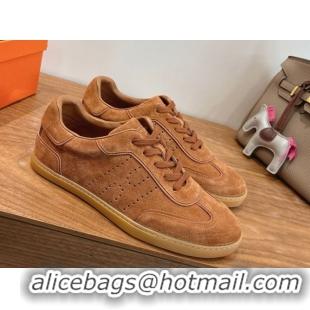 Low Price Hermes Match Sneakers in Suede Tan Brown 2026 H261863