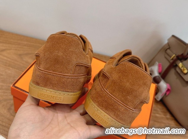 Low Price Hermes Match Sneakers in Suede Tan Brown 2026 H261863