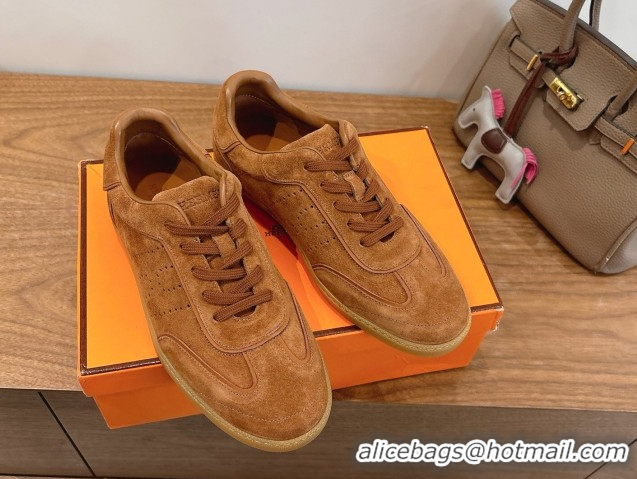 Low Price Hermes Match Sneakers in Suede Tan Brown 2026 H261863