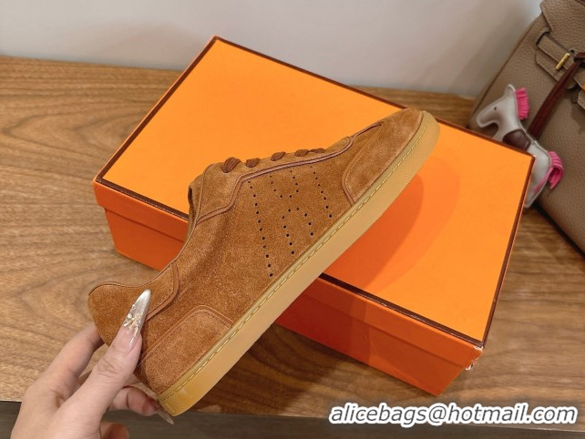 Low Price Hermes Match Sneakers in Suede Tan Brown 2026 H261863