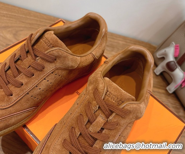 Low Price Hermes Match Sneakers in Suede Tan Brown 2026 H261863