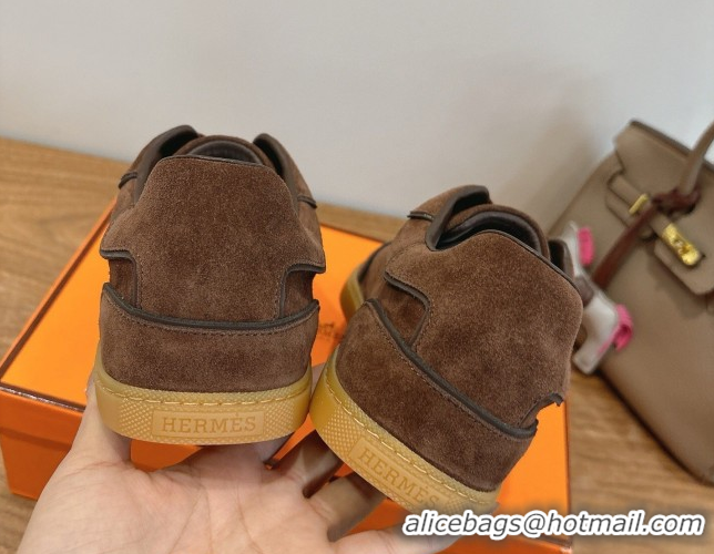 Buy Discount Hermes Match Sneakers in Suede Dark Brown 2026 H261863