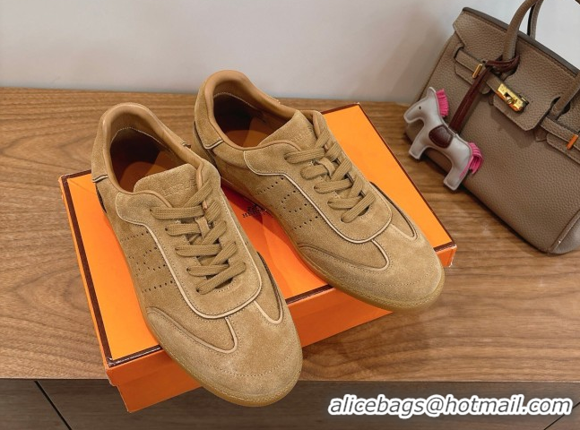 Durable Hermes Match Sneakers in Suede Dark Beige 2026 H261863