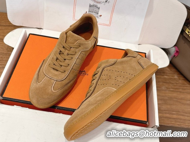 Durable Hermes Match Sneakers in Suede Dark Beige 2026 H261863
