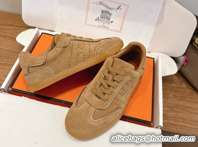 Durable Hermes Match Sneakers in Suede Dark Beige 2026 H261863