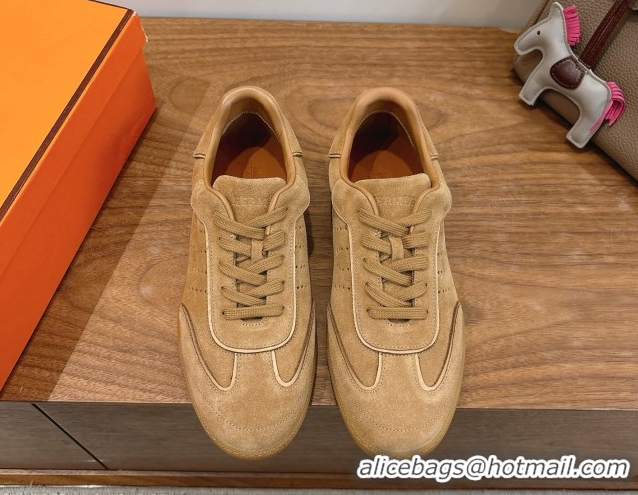 Durable Hermes Match Sneakers in Suede Dark Beige 2026 H261863