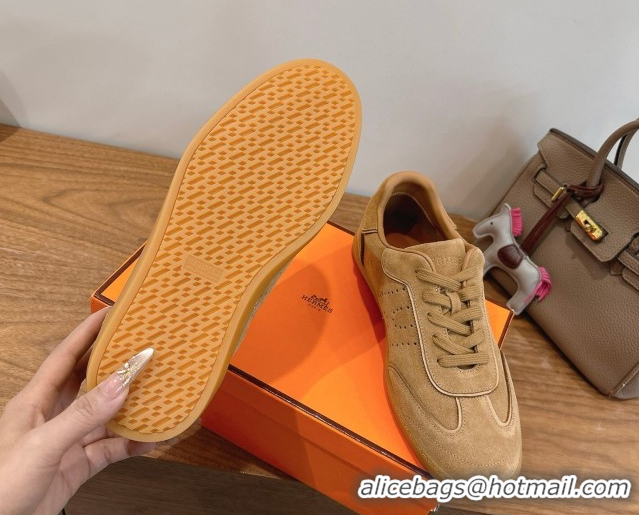 Durable Hermes Match Sneakers in Suede Dark Beige 2026 H261863