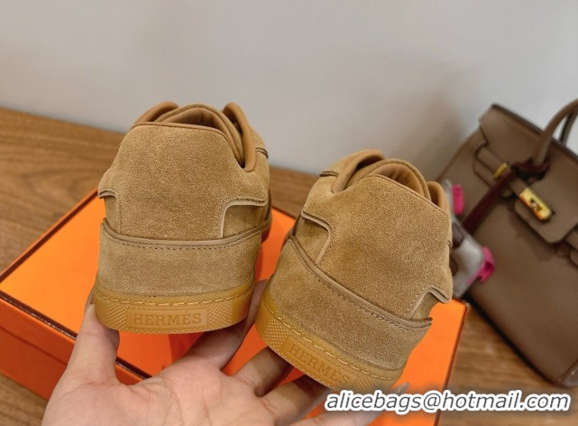 Durable Hermes Match Sneakers in Suede Dark Beige 2026 H261863