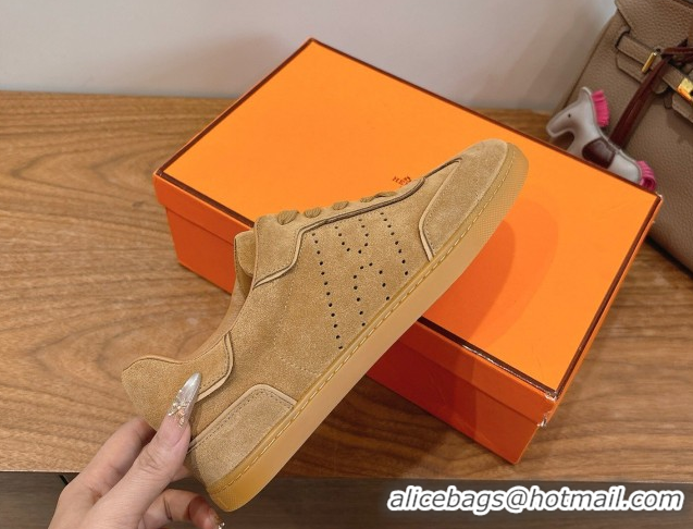 Durable Hermes Match Sneakers in Suede Dark Beige 2026 H261863