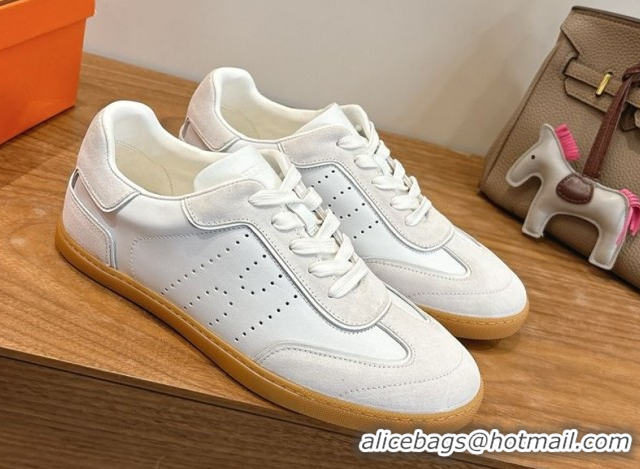 Super Quality Hermes Match Sneakers in Suede and Calfskin Leather White/Grey 2026 H261863