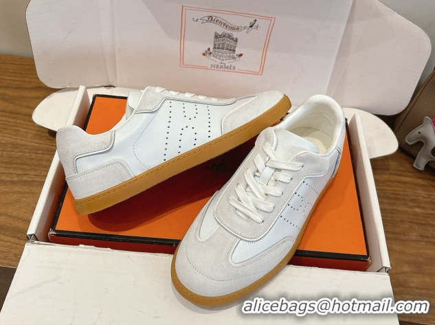 Super Quality Hermes Match Sneakers in Suede and Calfskin Leather White/Grey 2026 H261863