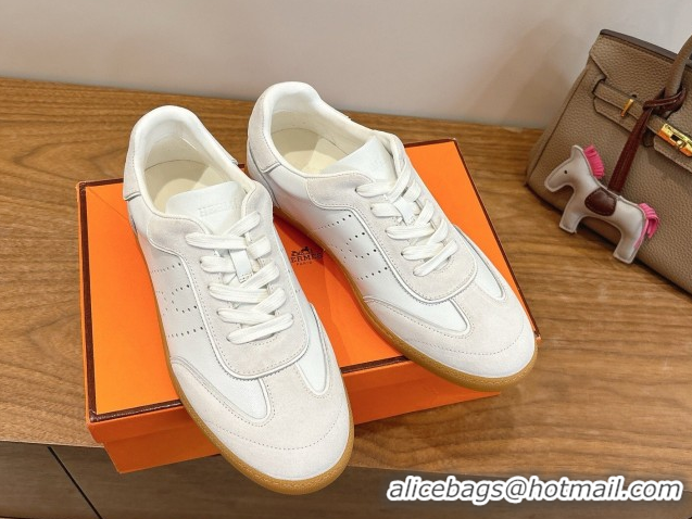 Super Quality Hermes Match Sneakers in Suede and Calfskin Leather White/Grey 2026 H261863