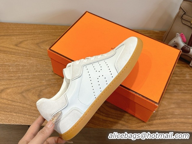 Super Quality Hermes Match Sneakers in Suede and Calfskin Leather White/Grey 2026 H261863