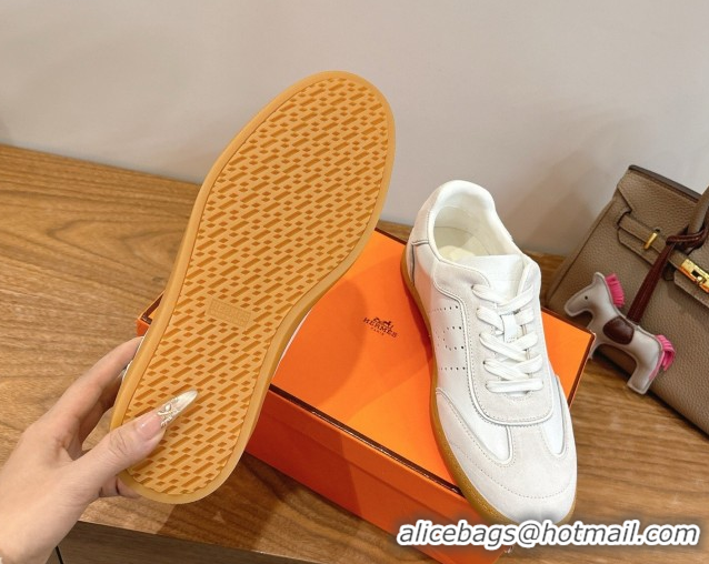 Super Quality Hermes Match Sneakers in Suede and Calfskin Leather White/Grey 2026 H261863
