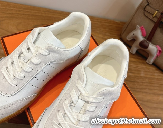 Super Quality Hermes Match Sneakers in Suede and Calfskin Leather White/Grey 2026 H261863