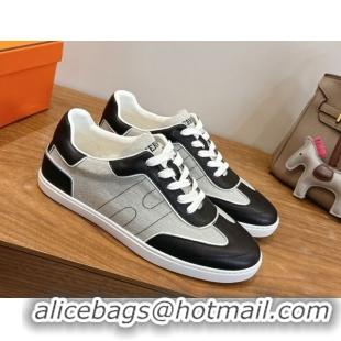 Best Product Hermes Match Sneakers in Canvas and Calfskin Leather Grey/Black 2026 H261863
