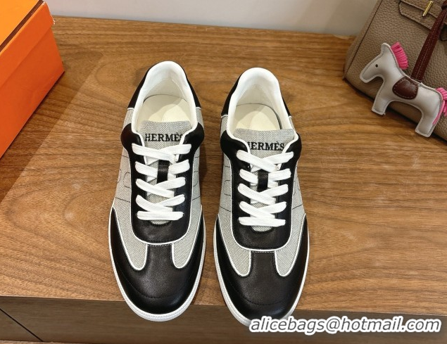 Best Product Hermes Match Sneakers in Canvas and Calfskin Leather Grey/Black 2026 H261863