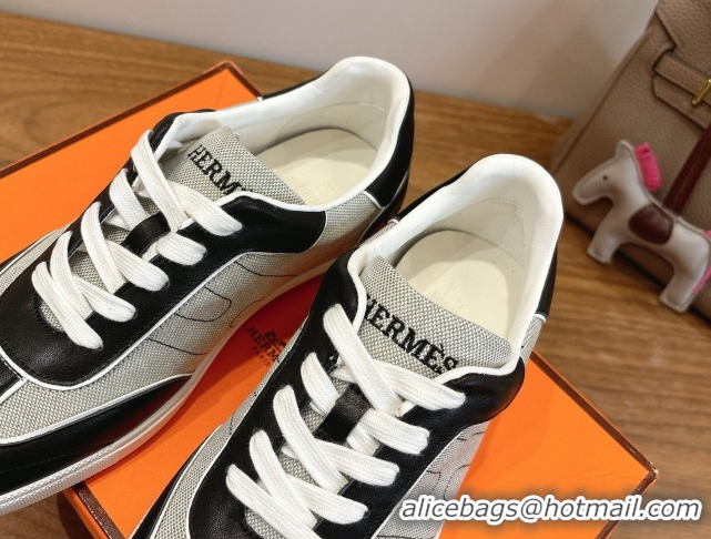 Best Product Hermes Match Sneakers in Canvas and Calfskin Leather Grey/Black 2026 H261863
