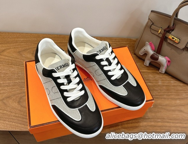 Best Product Hermes Match Sneakers in Canvas and Calfskin Leather Grey/Black 2026 H261863