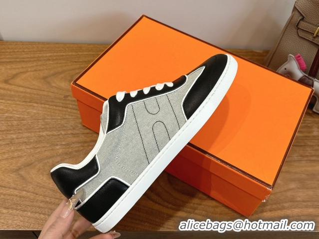 Best Product Hermes Match Sneakers in Canvas and Calfskin Leather Grey/Black 2026 H261863