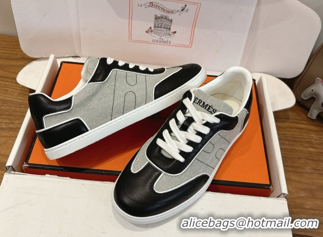 Best Product Hermes Match Sneakers in Canvas and Calfskin Leather Grey/Black 2026 H261863