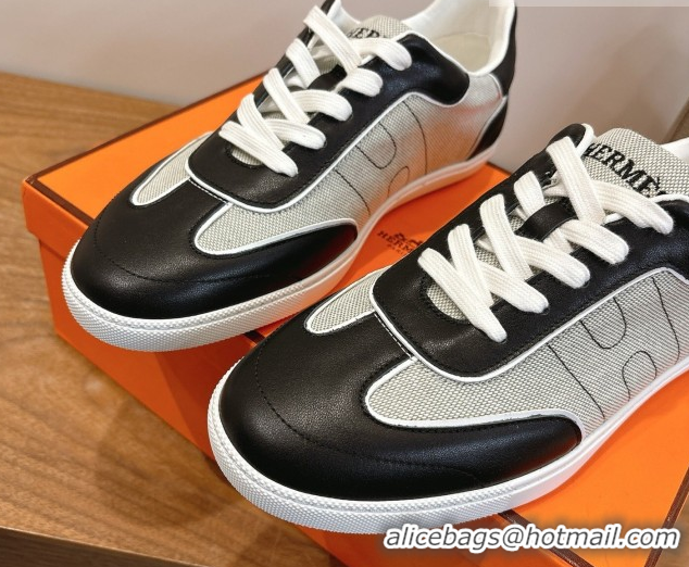 Best Product Hermes Match Sneakers in Canvas and Calfskin Leather Grey/Black 2026 H261863