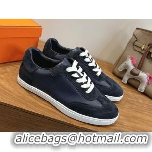 Good Quality Hermes Match Sneakers in Suede and Calfskin Leather Dark Blue 2026 H261863