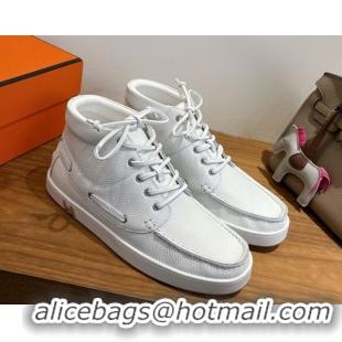 Best Grade Hermes Calfskin Leather High top Sneakers White 2026 HS030401