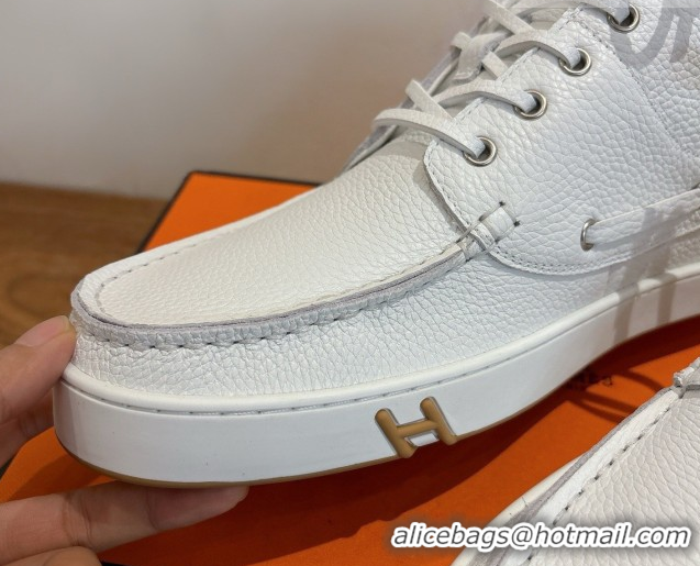 Best Grade Hermes Calfskin Leather High top Sneakers White 2026 HS030401