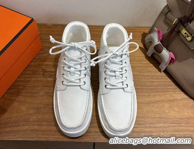 Best Grade Hermes Calfskin Leather High top Sneakers White 2026 HS030401