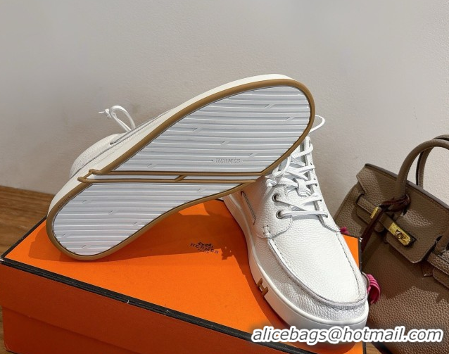 Best Grade Hermes Calfskin Leather High top Sneakers White 2026 HS030401