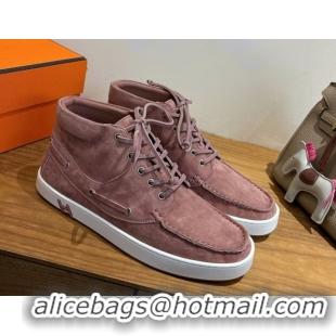 Sumptuous Hermes Suede High top Sneakers Powder Pink 2026 HS030401