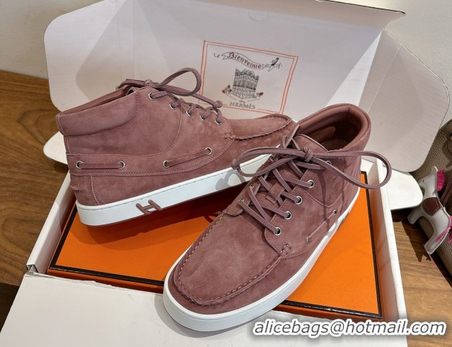 Sumptuous Hermes Suede High top Sneakers Powder Pink 2026 HS030401