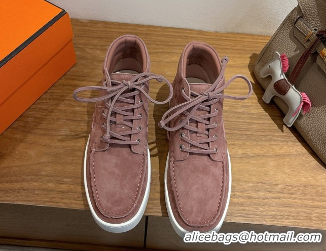 Sumptuous Hermes Suede High top Sneakers Powder Pink 2026 HS030401